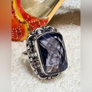 Elegant Silver and AMETHYST Gemstone Ring